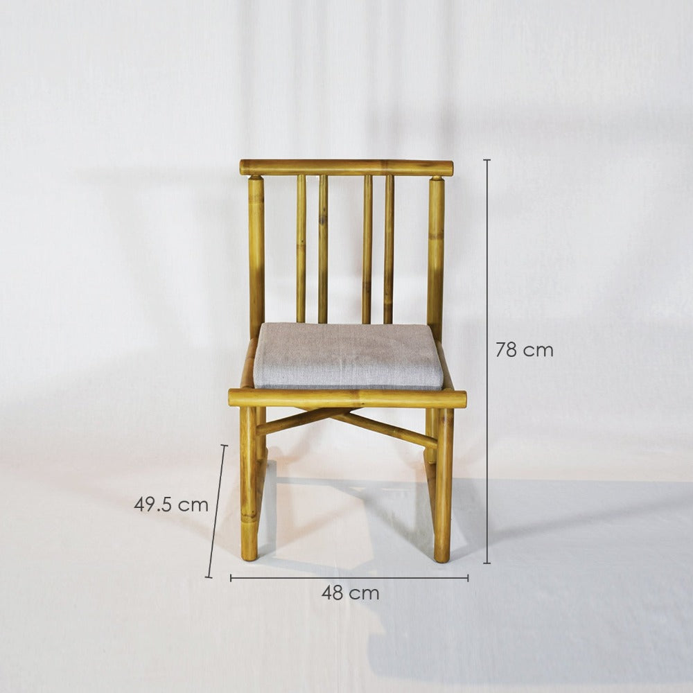 Upright Bamboo Chair with Cushion Seat