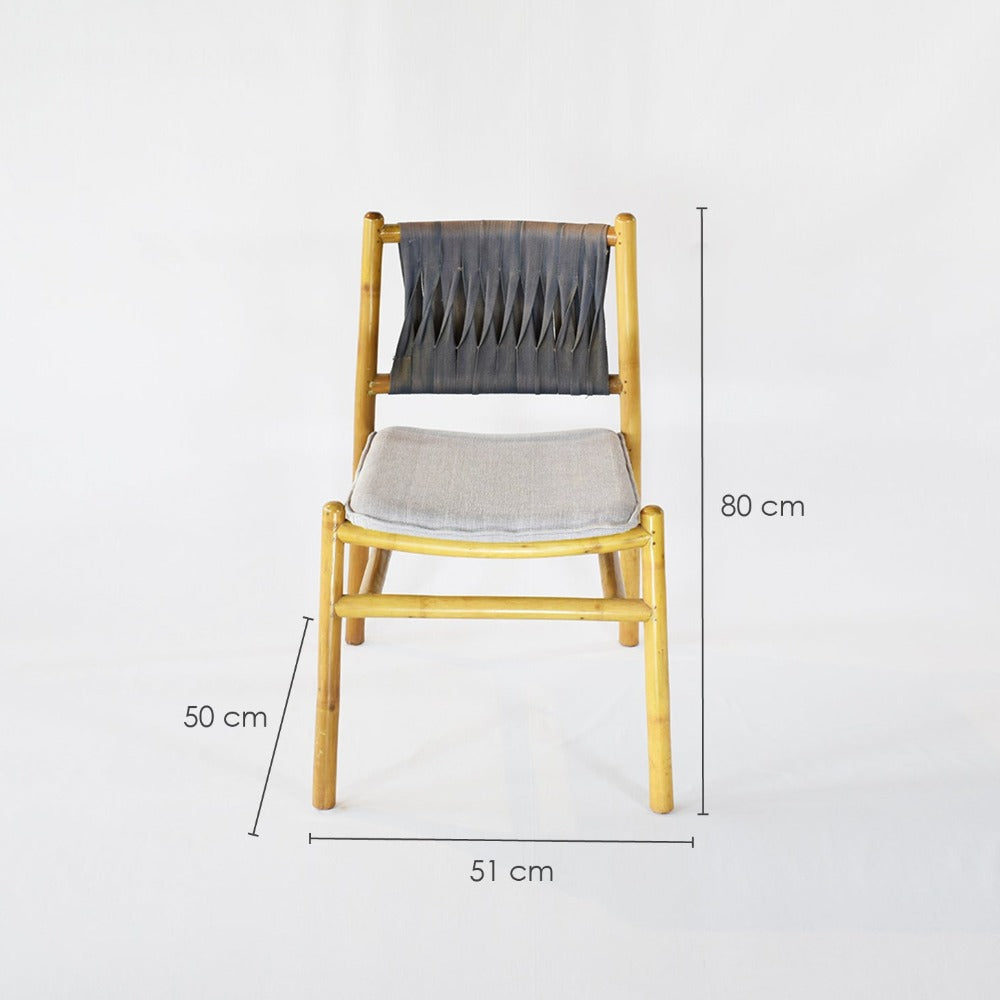 Upright Bamboo Study Chair with Cushion