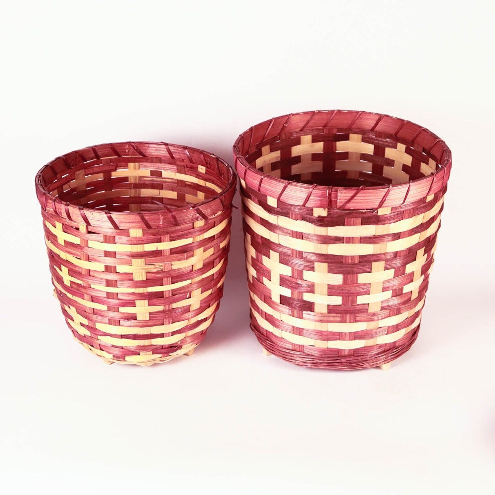 Bamboo Planter Basket - Light/Dark Brown - Set of 2
