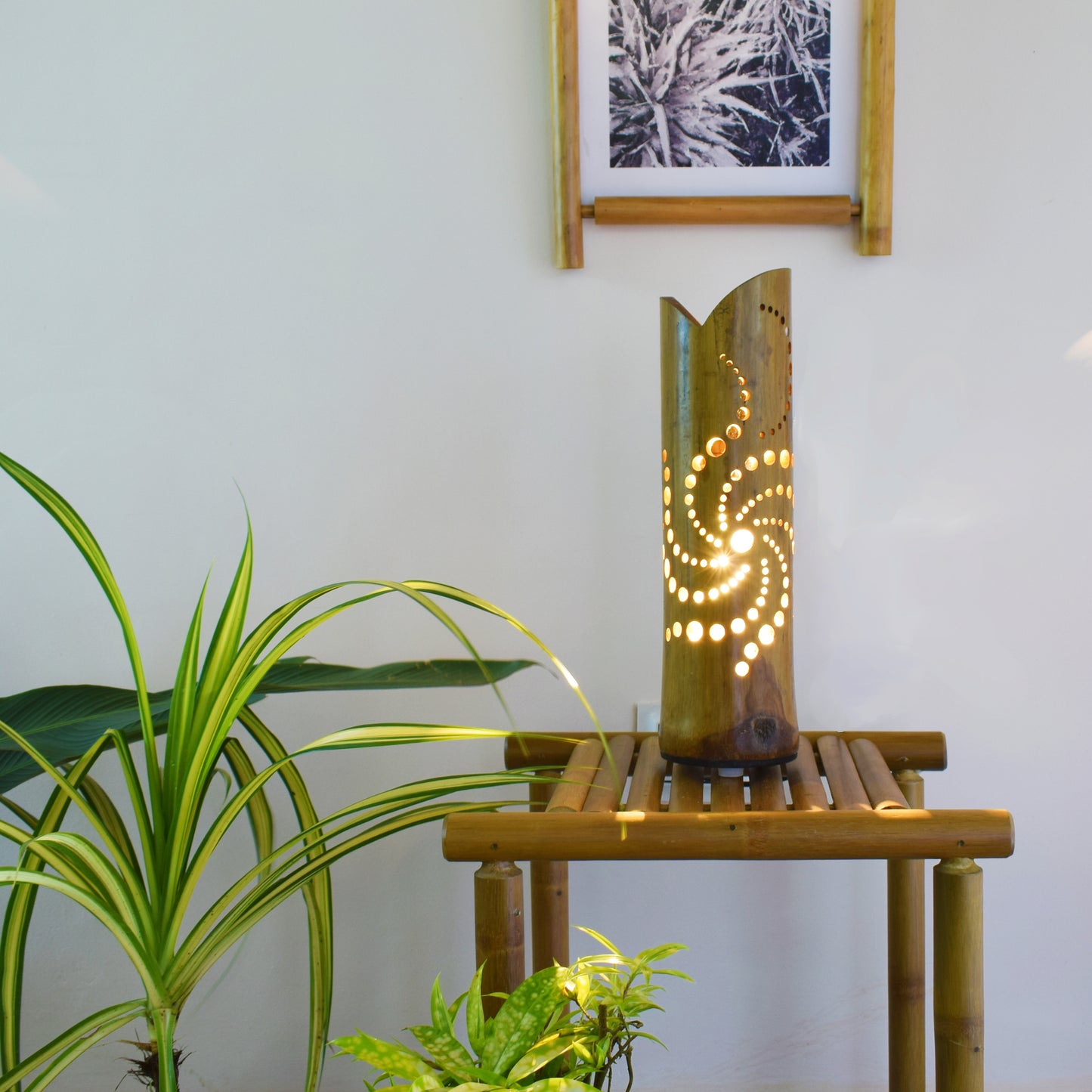 Star pattern bamboo lamp online