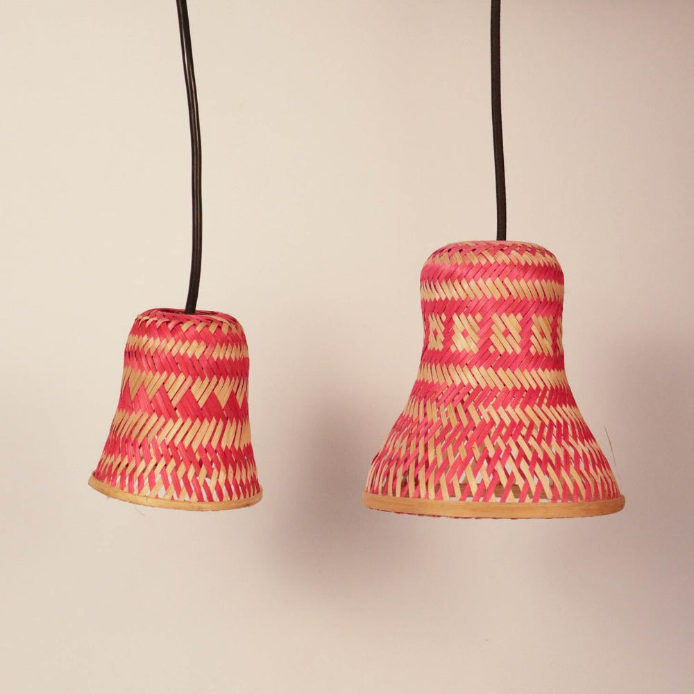 Red color bamboo bell lamp