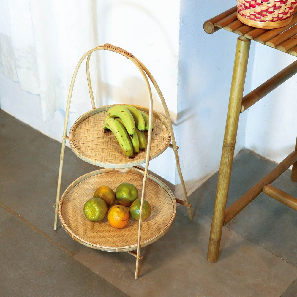 Bamboo Fruit Tray Stand - Small