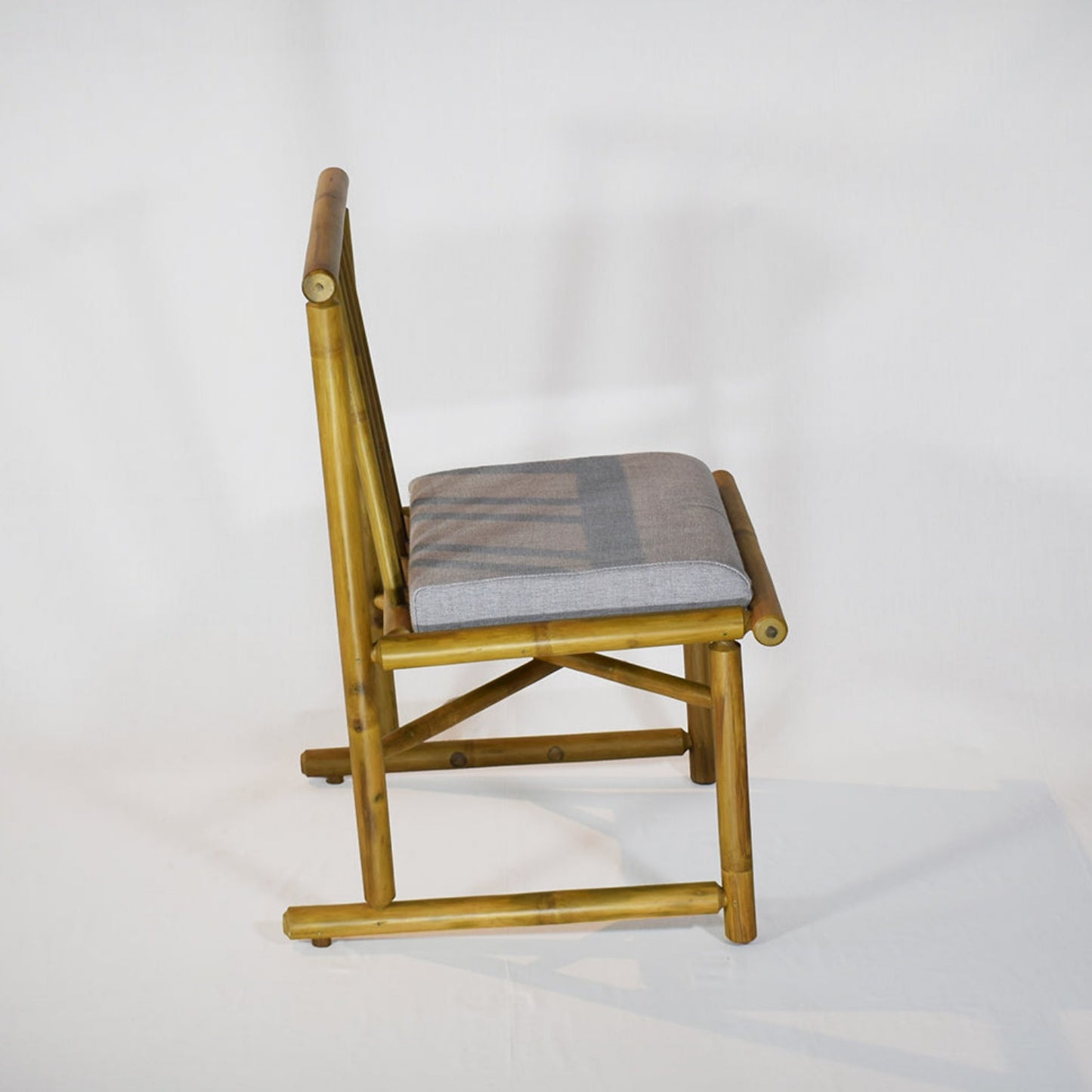 Upright Bamboo Chair with Cushion Seat