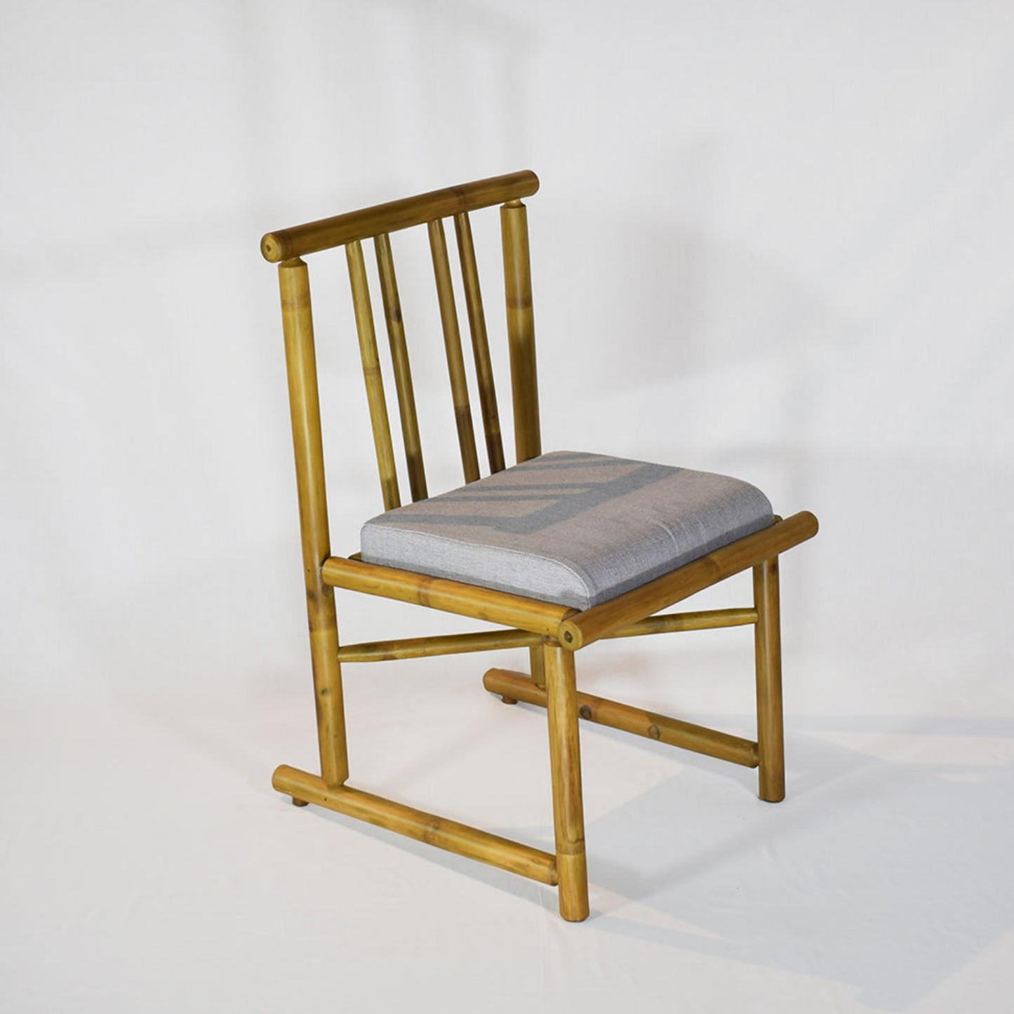Upright Bamboo Chair with Cushion Seat