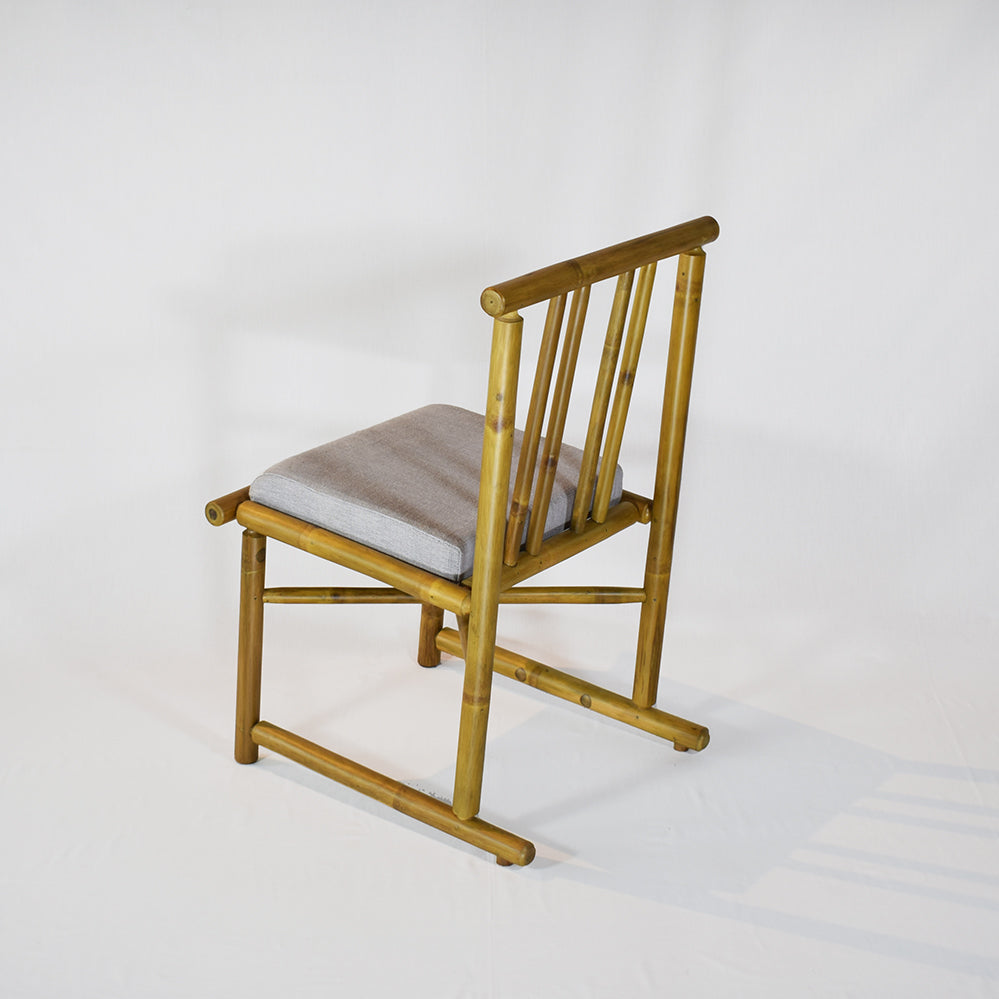 Upright Bamboo Chair with Cushion Seat