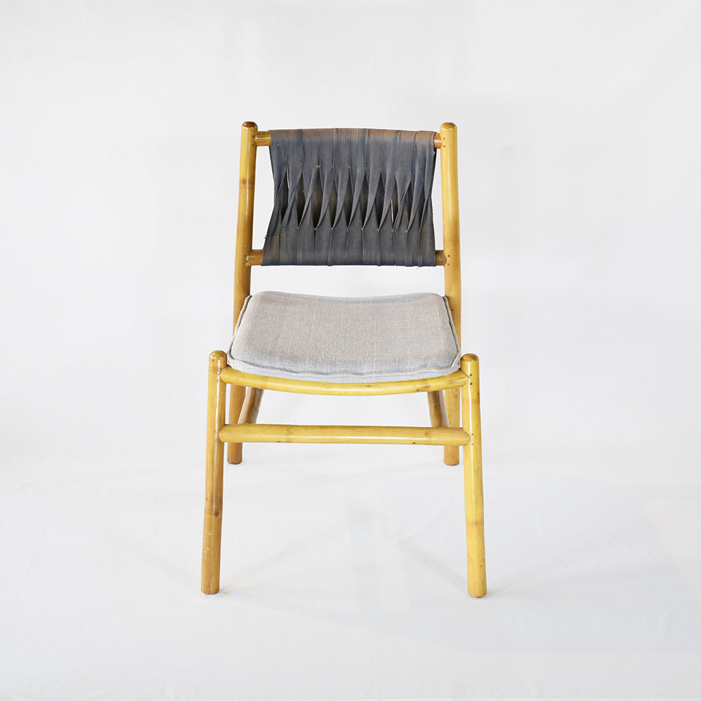 Upright Bamboo Study Chair with Cushion