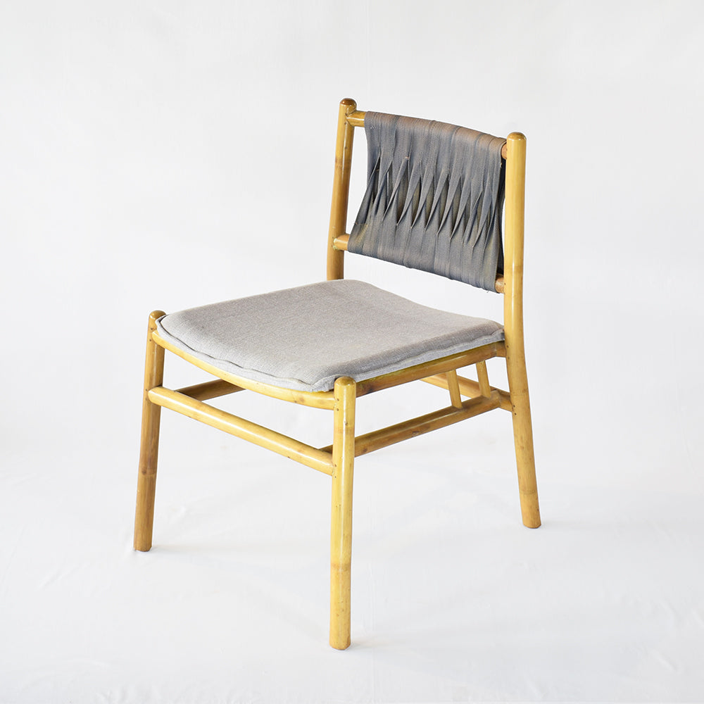 Upright Bamboo Study Chair with Cushion