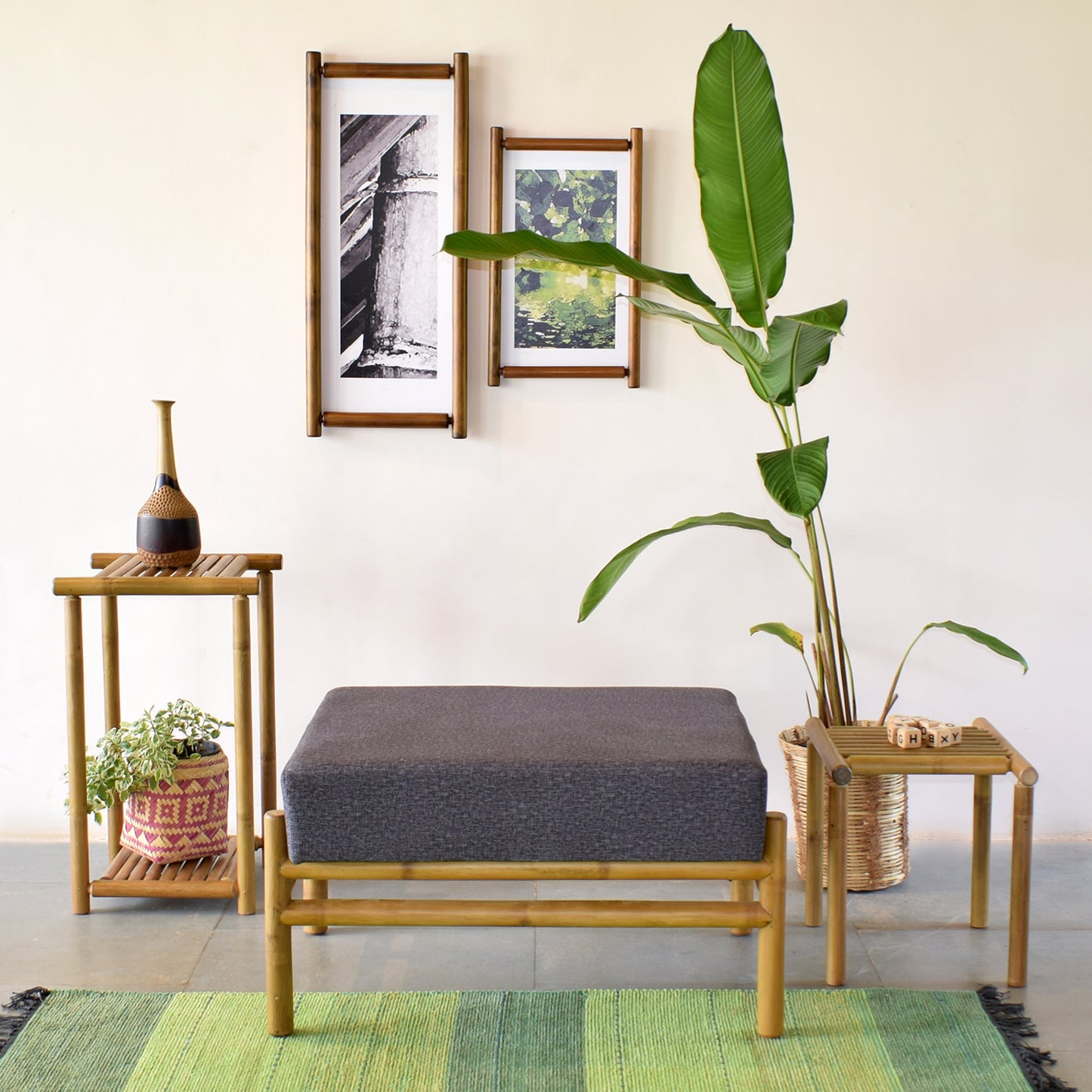 Tunnels Large Bamboo Cushion stool
