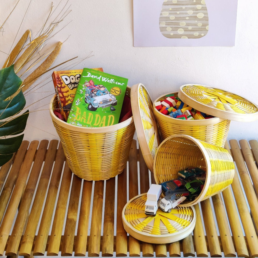 Yellow colored storage box