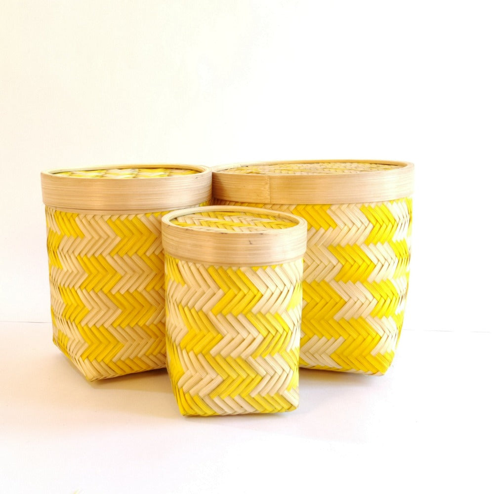 yellow colored storage box