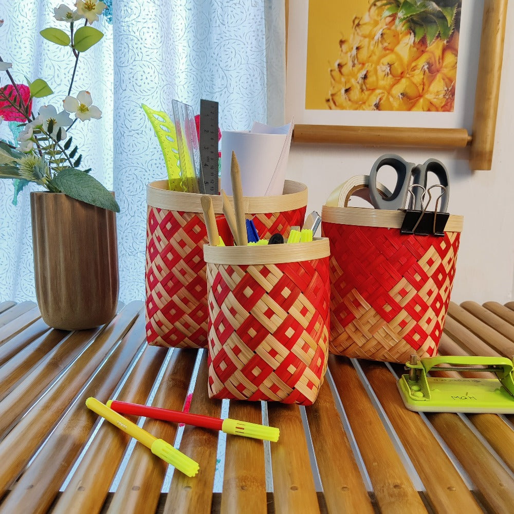 red colored storage box