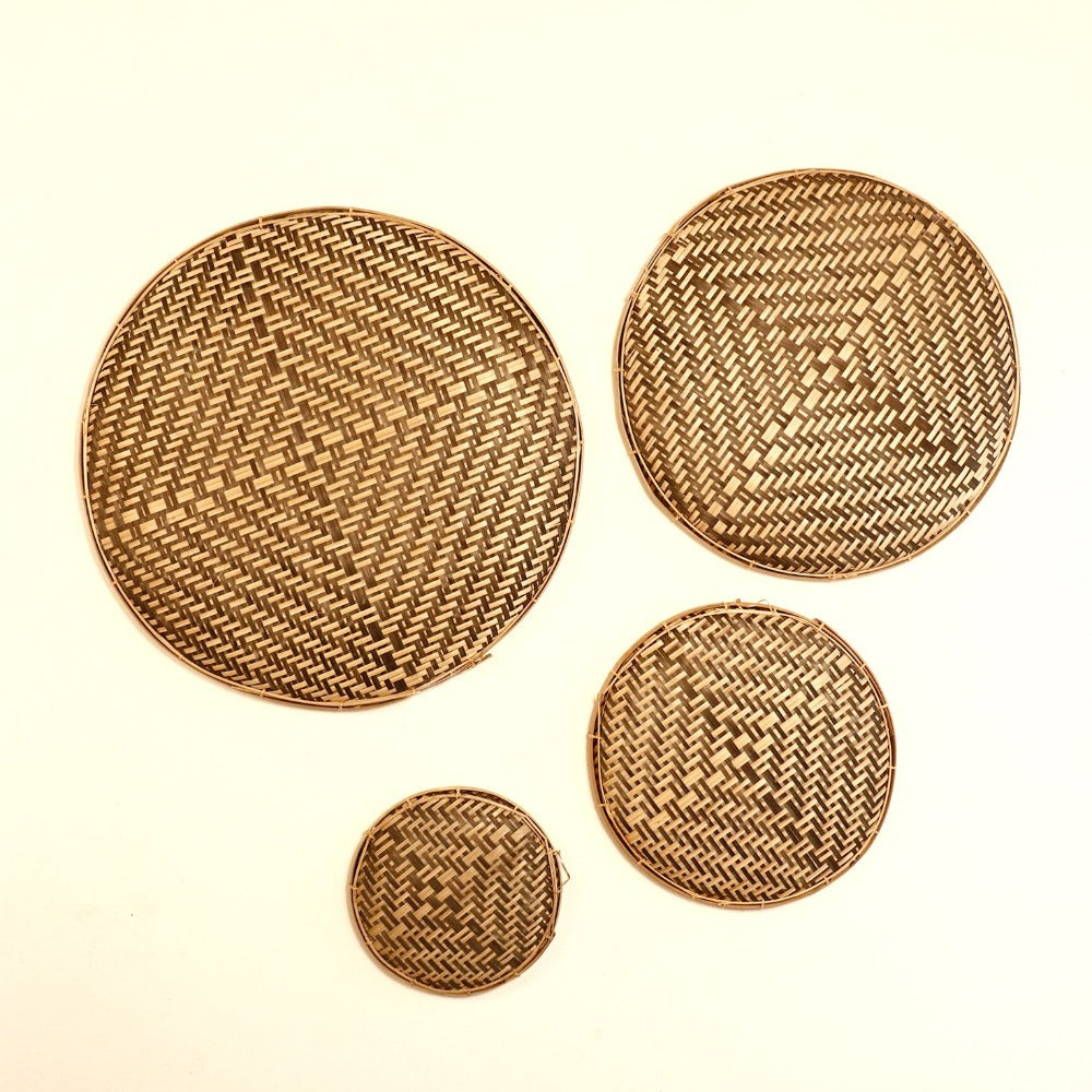 Decorative Bamboo Wall Decor Chalni - Black - Set of 4