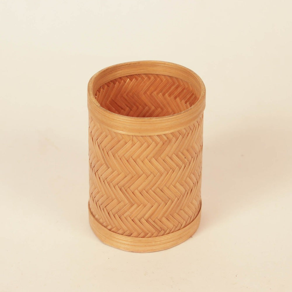Bamboo Weave Pen Stand - Natural