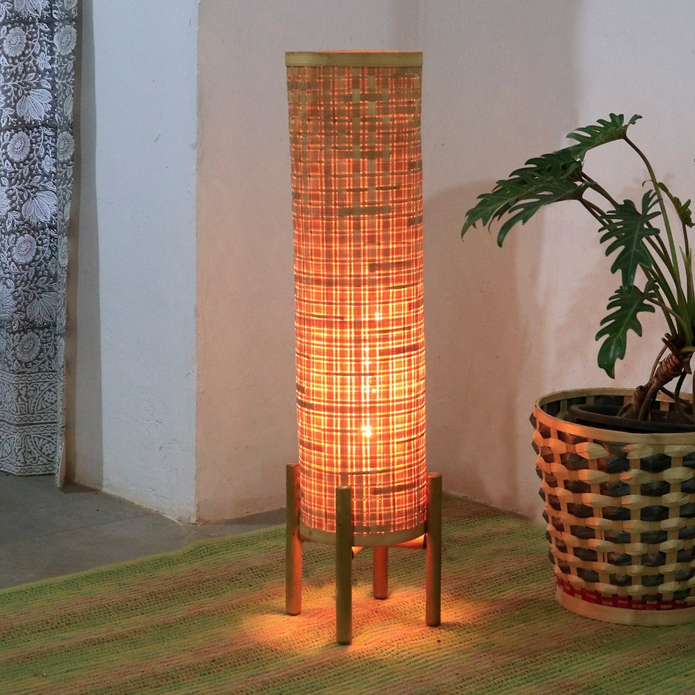 Bamboo lamp with stand