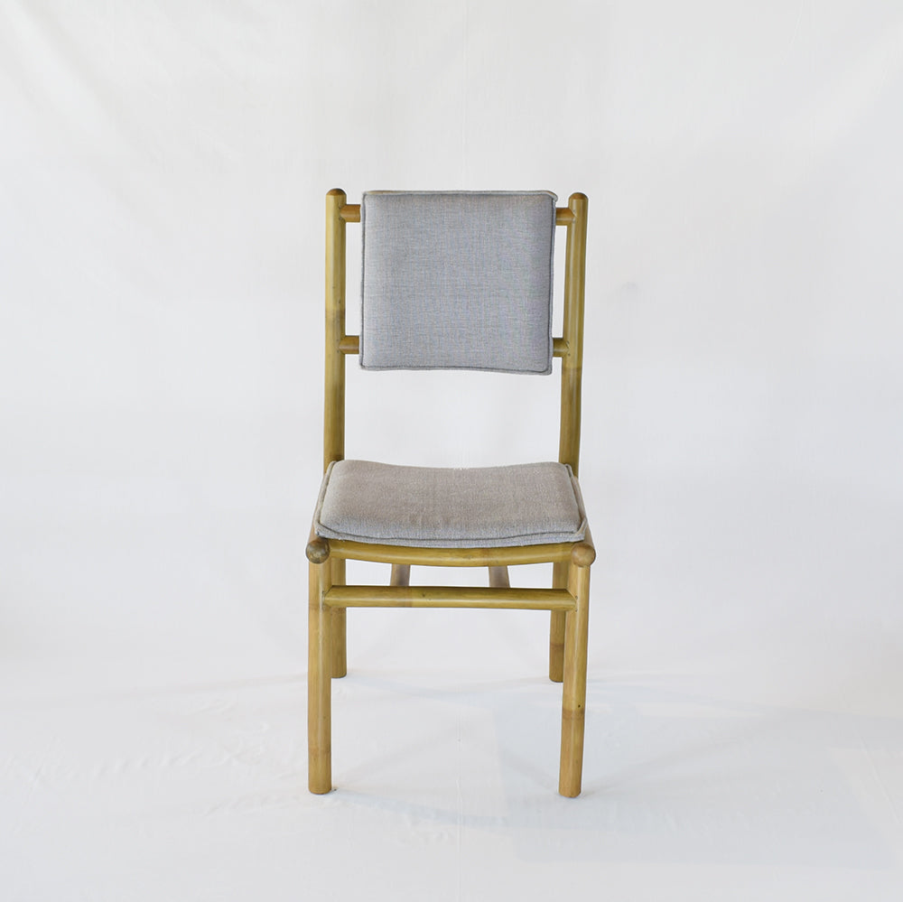 Upright Bamboo Study Chair with Cushion and Backrest