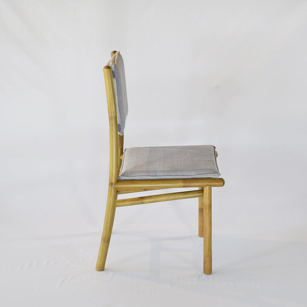 Upright Bamboo Study Chair with Cushion and Backrest