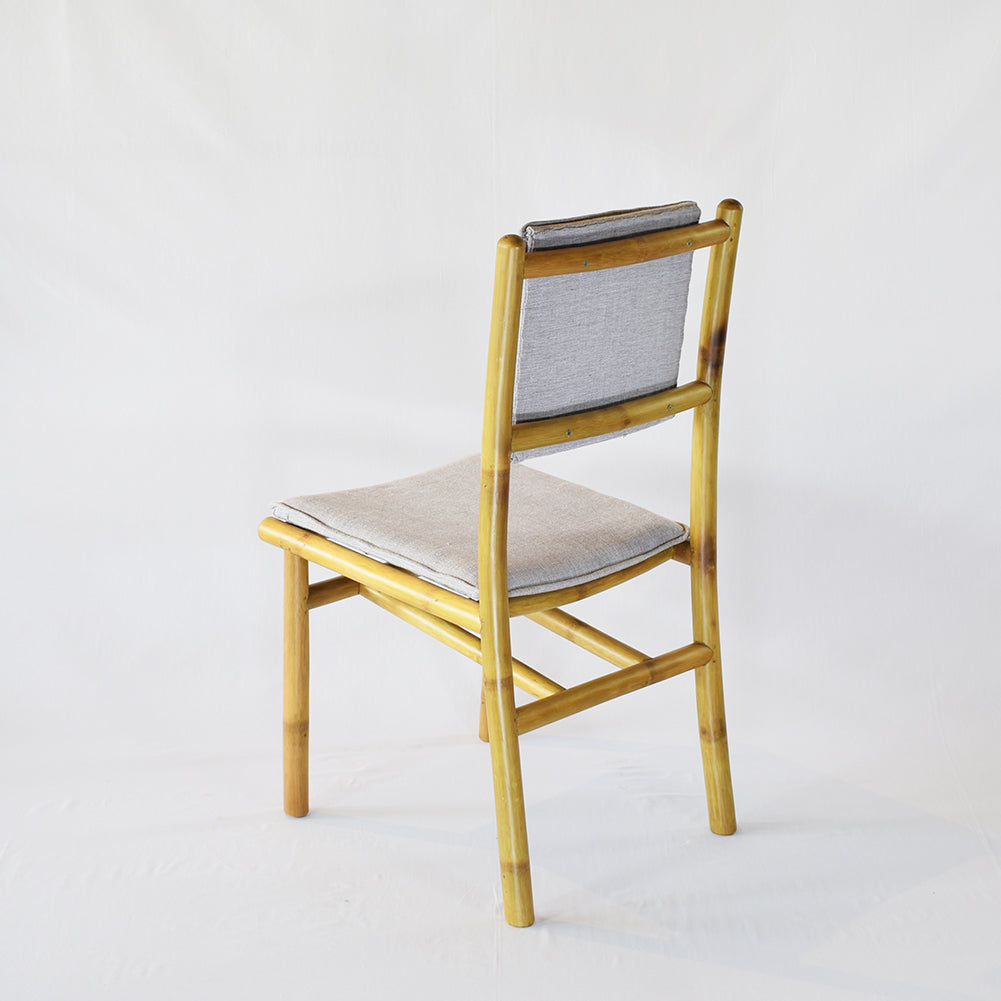 Upright Bamboo Study Chair with Cushion and Backrest