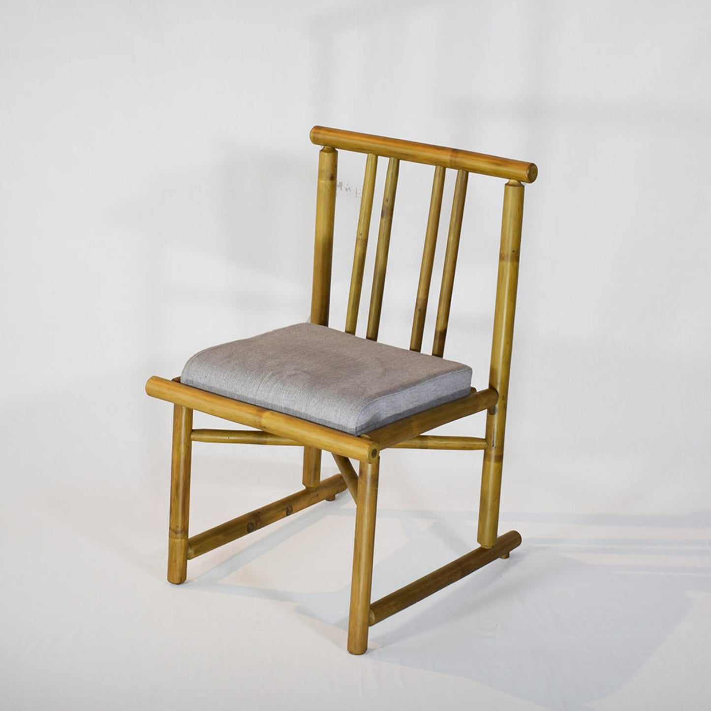 Upright Bamboo Chair with Cushion Seat