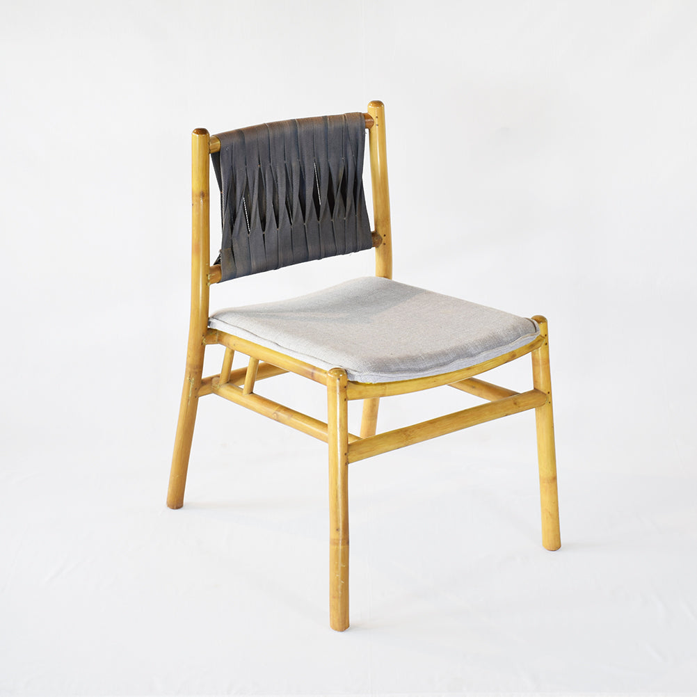 Upright Bamboo Study Chair with Cushion