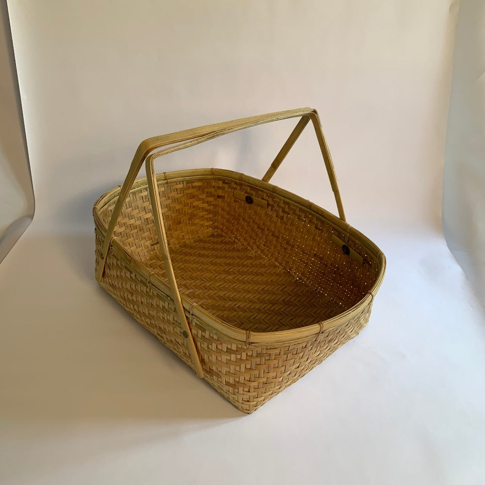 Bamboo Picnic Basket with Two Handles